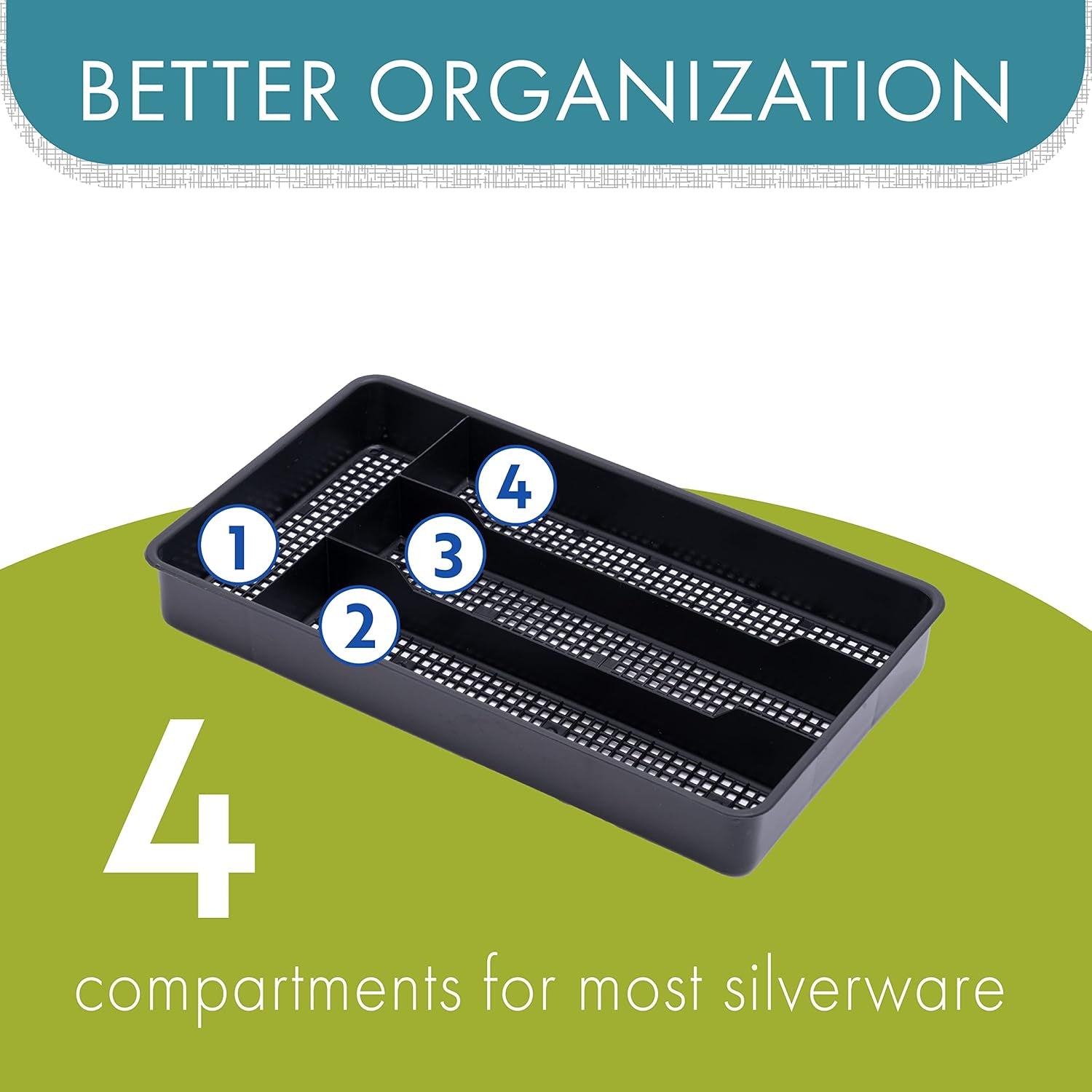 Dial Industries Small Utensil Silverware Kitchen Drawer Organizer, Black
