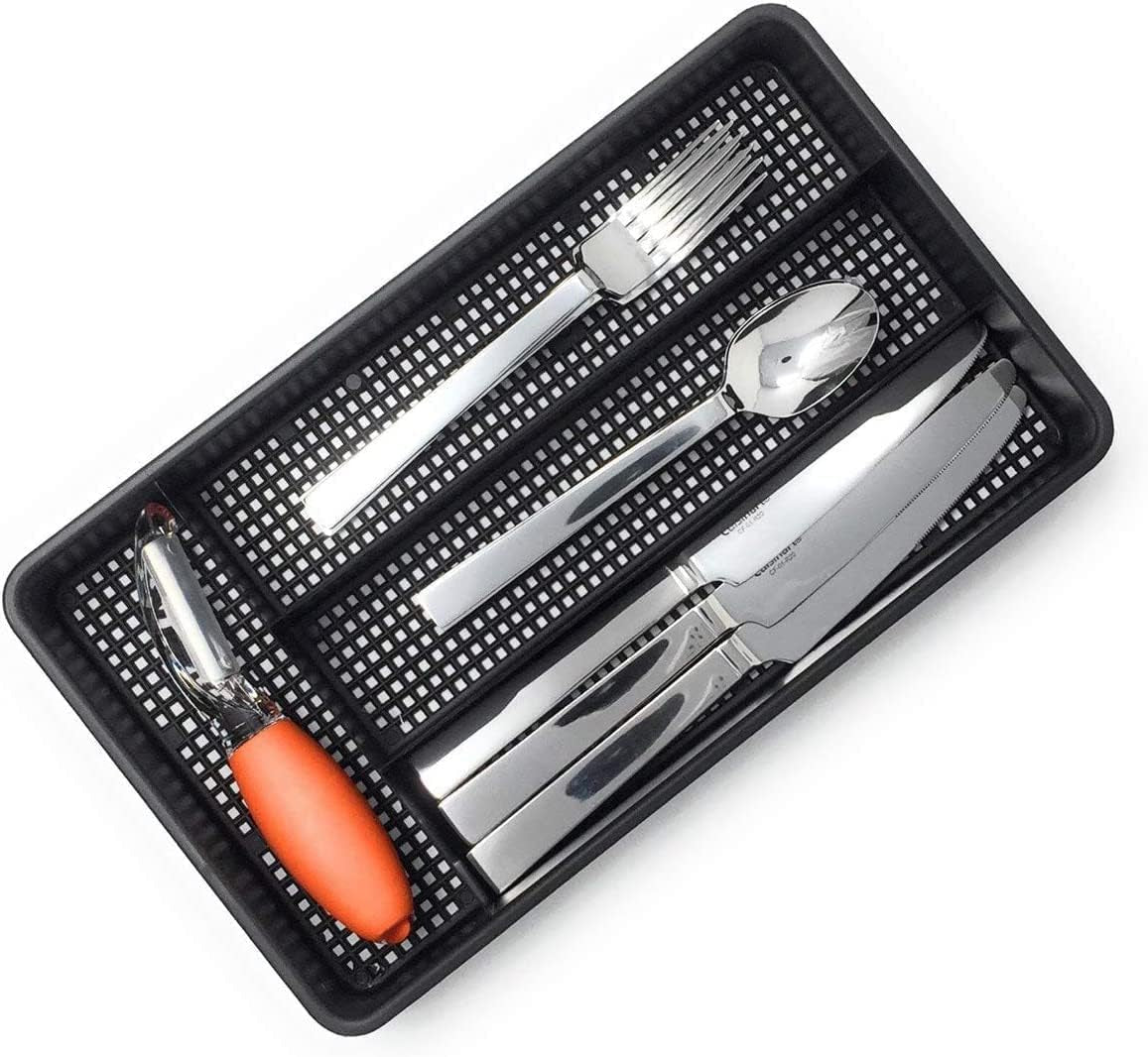 Dial Industries Small Utensil Silverware Kitchen Drawer Organizer, Black