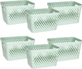 Plastic Storage Basket Set, Value Pack of 6 | Open Storage Bins for Shelves, Bathroom, Pantry, Closet | Nesting Organizer Boxes with Handles, 4 Gallon, Sage