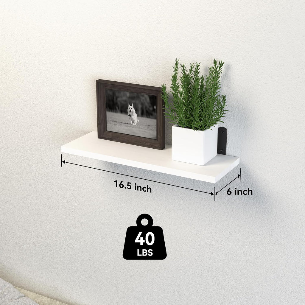 Floating Shelves, 5 Sets Wall Shelves, Wooden Floating Shelves for Bedroom Wall Décor, Wall Mounted Floating Bathroom Shelf for Storage, Floating Book Shelf, Living Room – White