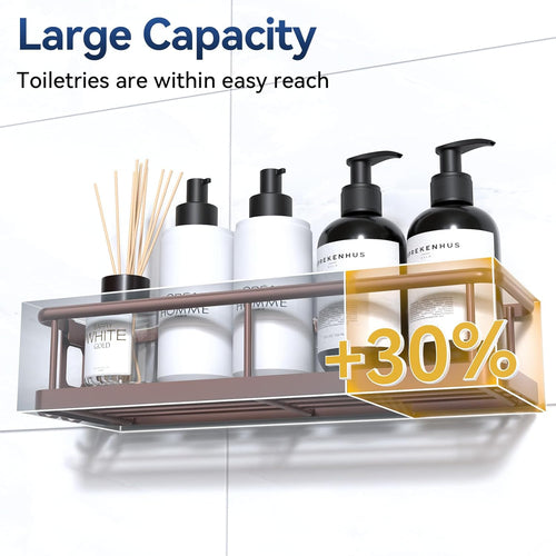 Shower Caddy Adhesive, Rustproof Shower Organizer, Large Capacity Shower Shelves for inside Shower, No Drilling Bathroom Organizers and Storage for Home Decor （2 Pack Bronze）