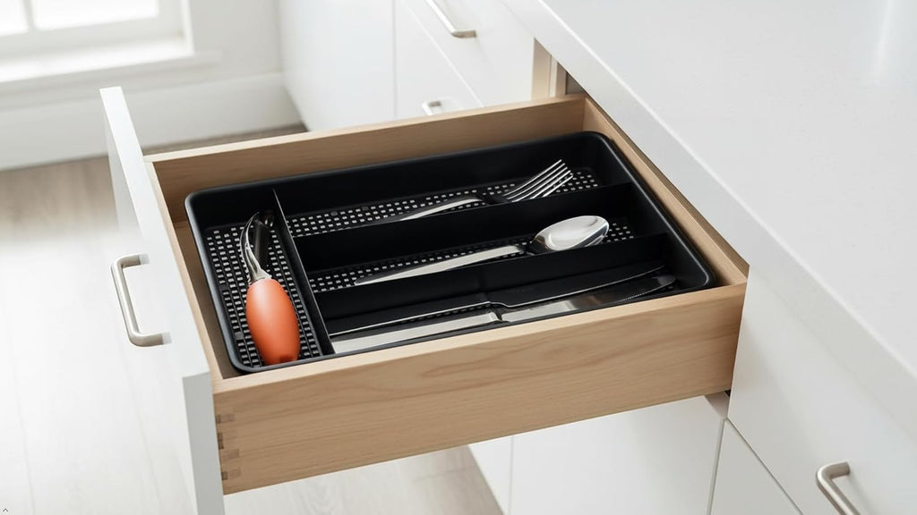 Dial Industries Small Utensil Silverware Kitchen Drawer Organizer, Black