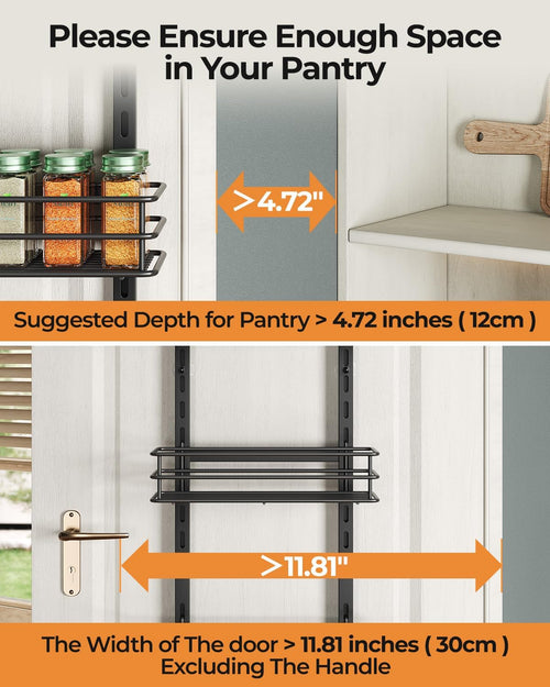 5-Tier over the Door Pantry Organizer,Cabinet Door Organizer,Kitchen Pantry Door Organizers and Storage,Over the Door Spice Rack,Behind the Door Storage,Door Hanging Organizer,Black