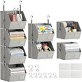 Hanging Closet Organizer 4 Tier, Hanging Shelves for Closet-Hanging Closet Organizer with Stackable Shelves,Versatile Fabric Storage Bins for Bedroom, RV, Nursery,Dorm(Grey)